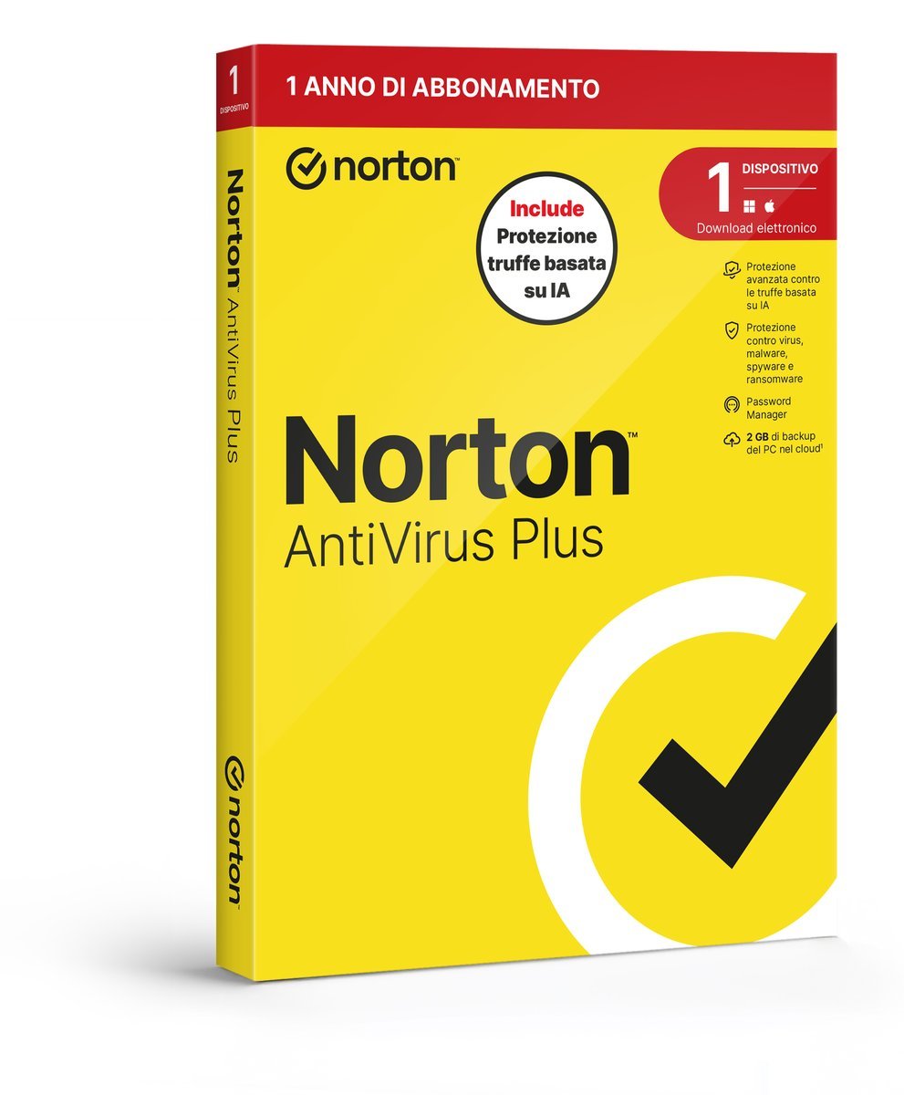 SYMANTEC NORTON ANTIVIRUS PLUS 2026 -ANTITRUFFA- 1 DISPOSITIVO …