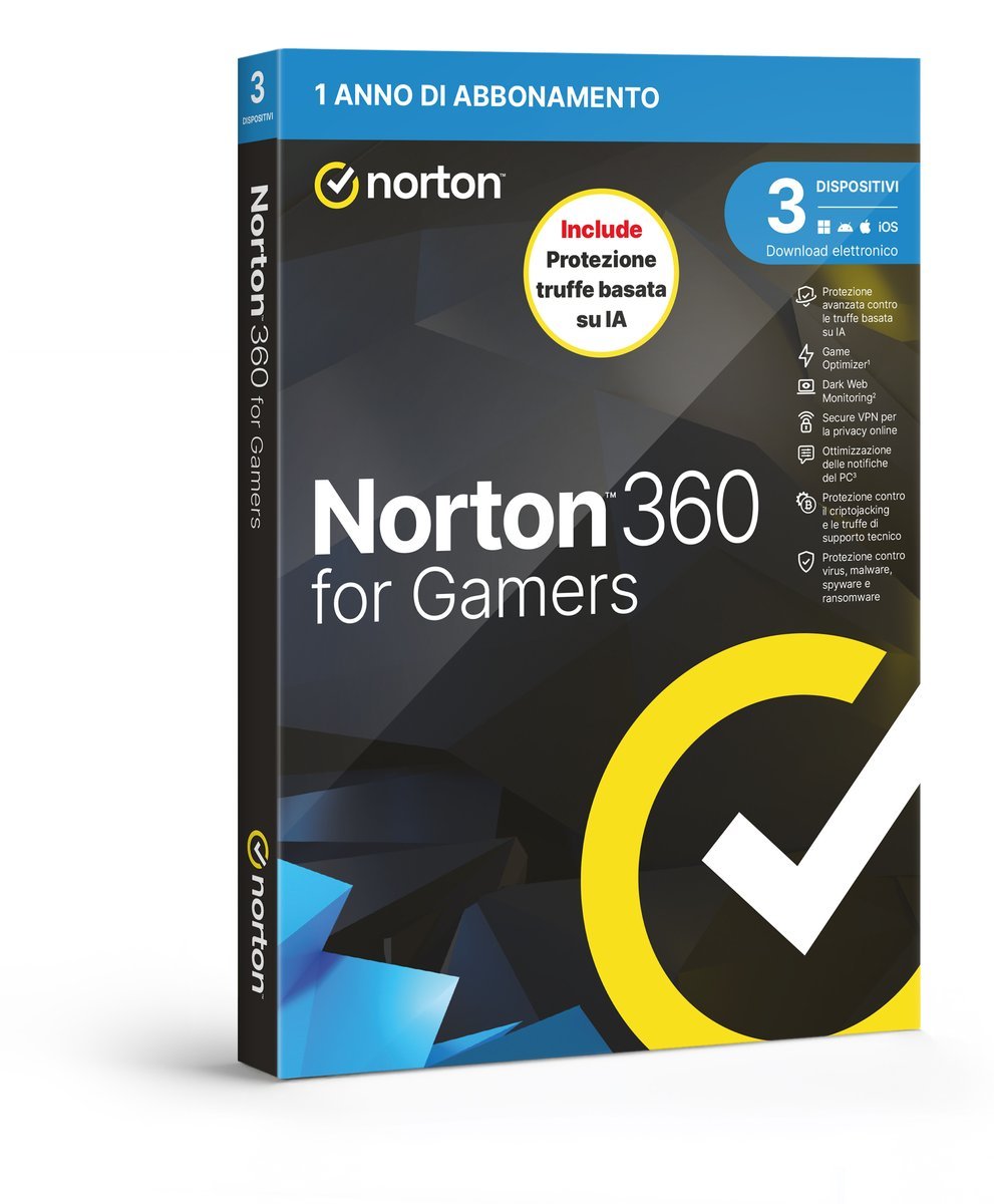 NORTON 360 FOR GAMERS 2026 ANTITRUFFA 3 DISPOSITIVI …