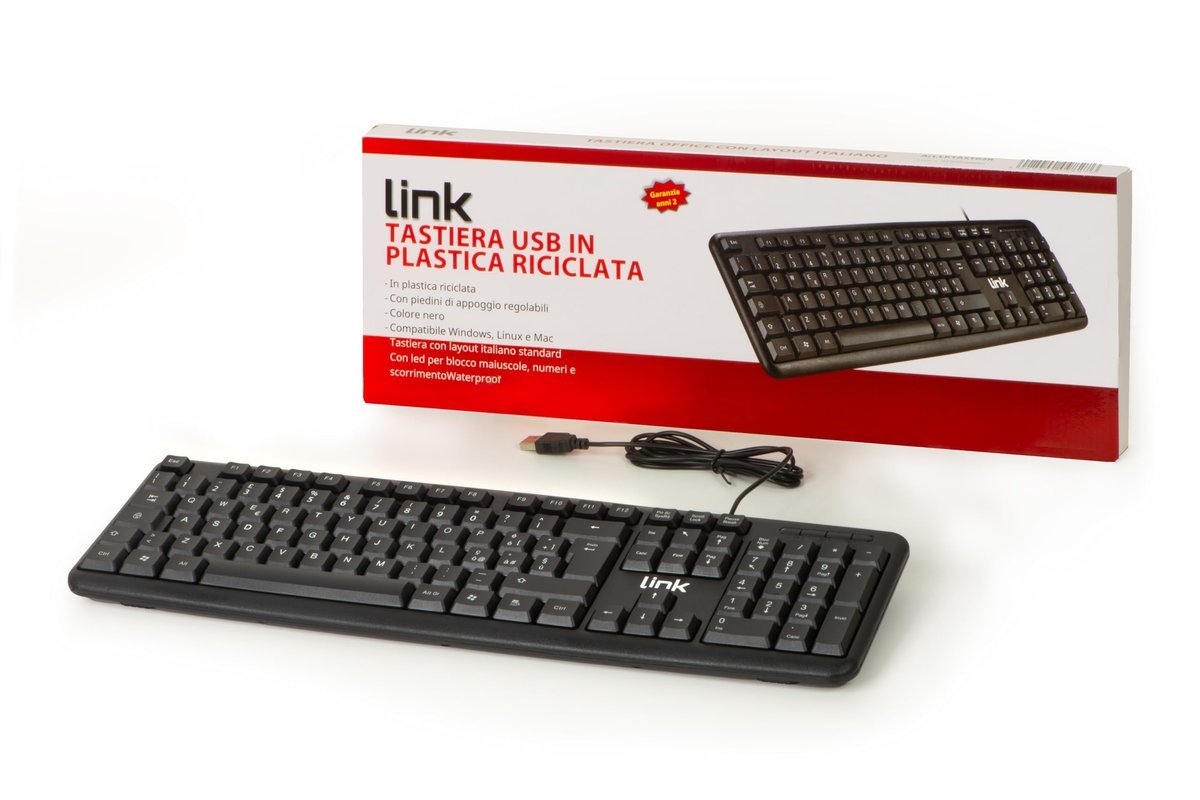 LINK TASTIERA ITALIANA USB 108 TASTI COLORE NERO …