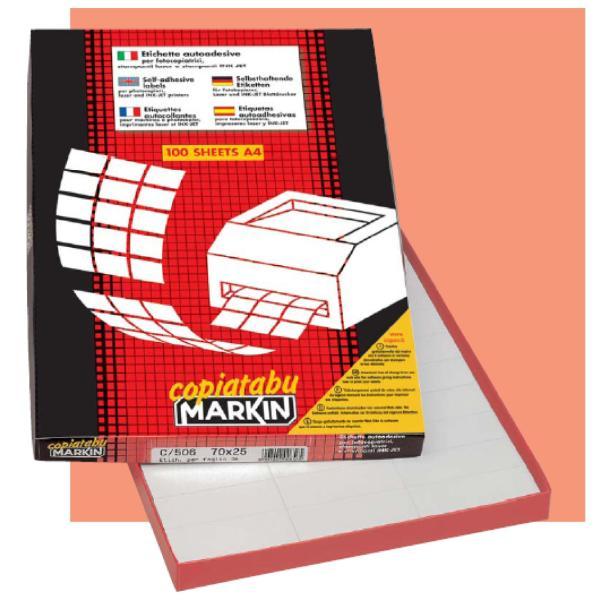MARKIN 210C556 CONFEZIONE 4.800 ETICHETTE ADESIVE 24.75x52.50 MM COLORE BIANCO FINITURA OPACA