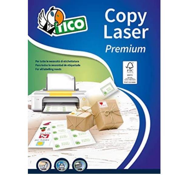 Tico Copy Laser Premium - Carta - Opaca - adesivo permanente - rivestito in silicone - bianco - 190 x 38 mm - 153 g/m² - 700 etichette (100 foglio(i) x 7) etichette