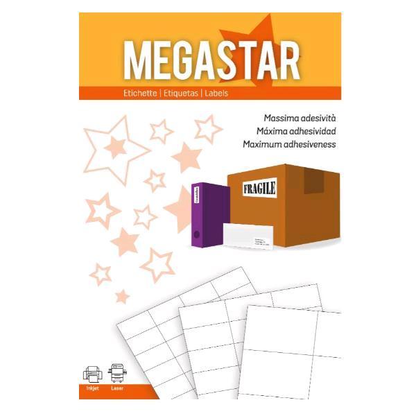 Copy Basic Megastar LP4MS - Carta - Opaca - adesivo permanente - bianco - 99 x 34 mm 1600 etichette (100 foglio(i) x 16) etichette