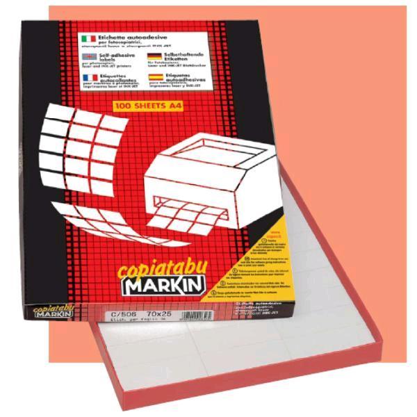 MARKIN CONF 1200 ETICHETTE ADESIVE CON ANGOLI ARROTONDATI 76,2X46,4 mm BIANCO OPACO