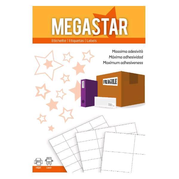 Copy Basic Megastar LP4MS - Carta - Opaca - adesivo permanente - bianco - 37 x 14 mm 10000 etichette (100 foglio(i) x 100) etichette