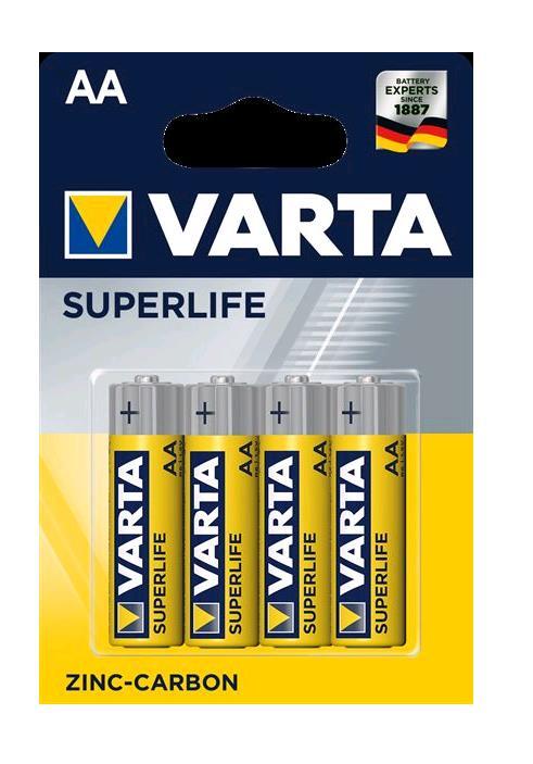 VARTA SUPERLIFE BATTERIA ZINCO CARBONE STILO AA 1.5 V CONF 4 Pz.