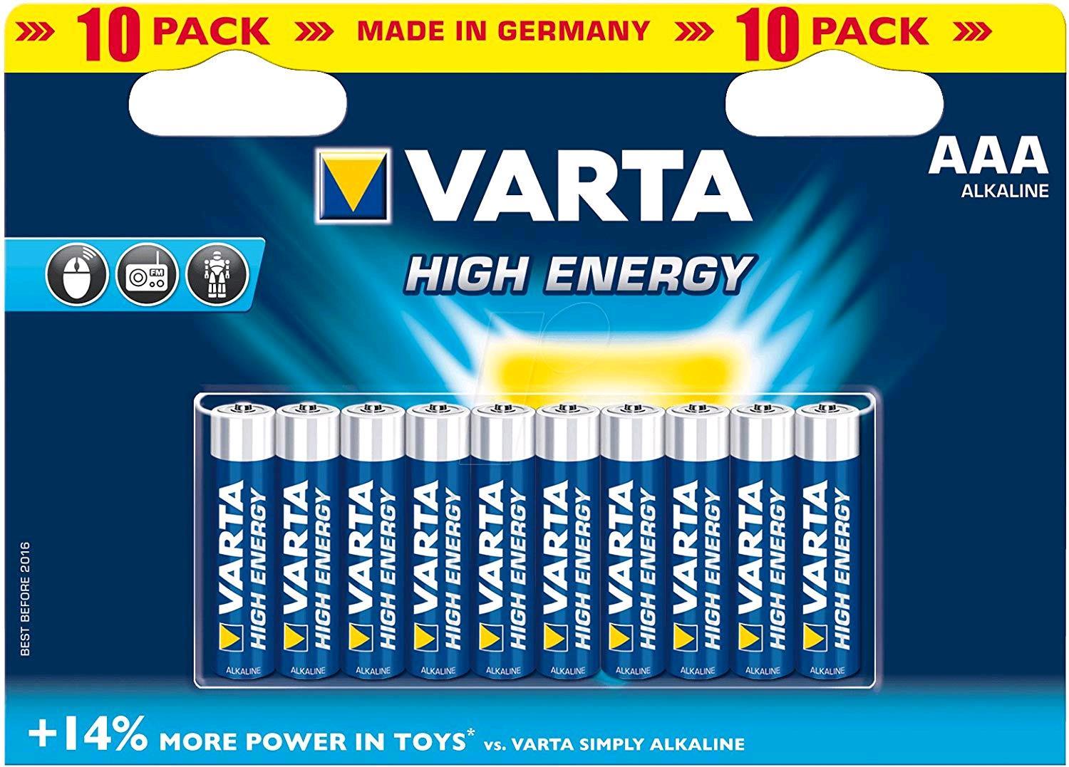 Varta Energy 4103 - Double Blister - Batteria 10 x AAA - Alcalina