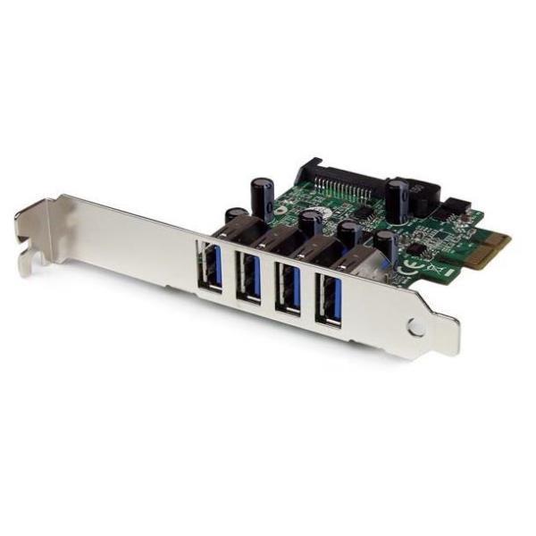 StarTech.com Adattatore scheda controller PCI Express PCIe SuperSpeed USB 3.0 a 4 porte con UASP - Alimentazione SATA (PEXUSB3S4V) - Adattatore USB - PCIe - USB 3.0 x 4 - per P/N: BNDTB10GI, BNDTB210GSFP, BNDTB410GSFP, BNDTB4M2E1, BNDTBUSB3142, HBS304A24A