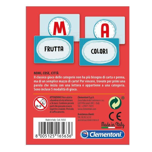 Clementoni - Nomi, Cose, Città - gioco di carte, gioco di indovinelli - 50 pezzi