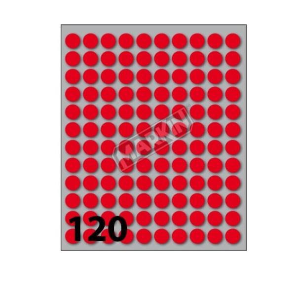 Markin - Autoadesivo permanente - rosso - rotonde 10 mm 1200 etichette (10 foglio(i) x 120) busta in plastica - etichette