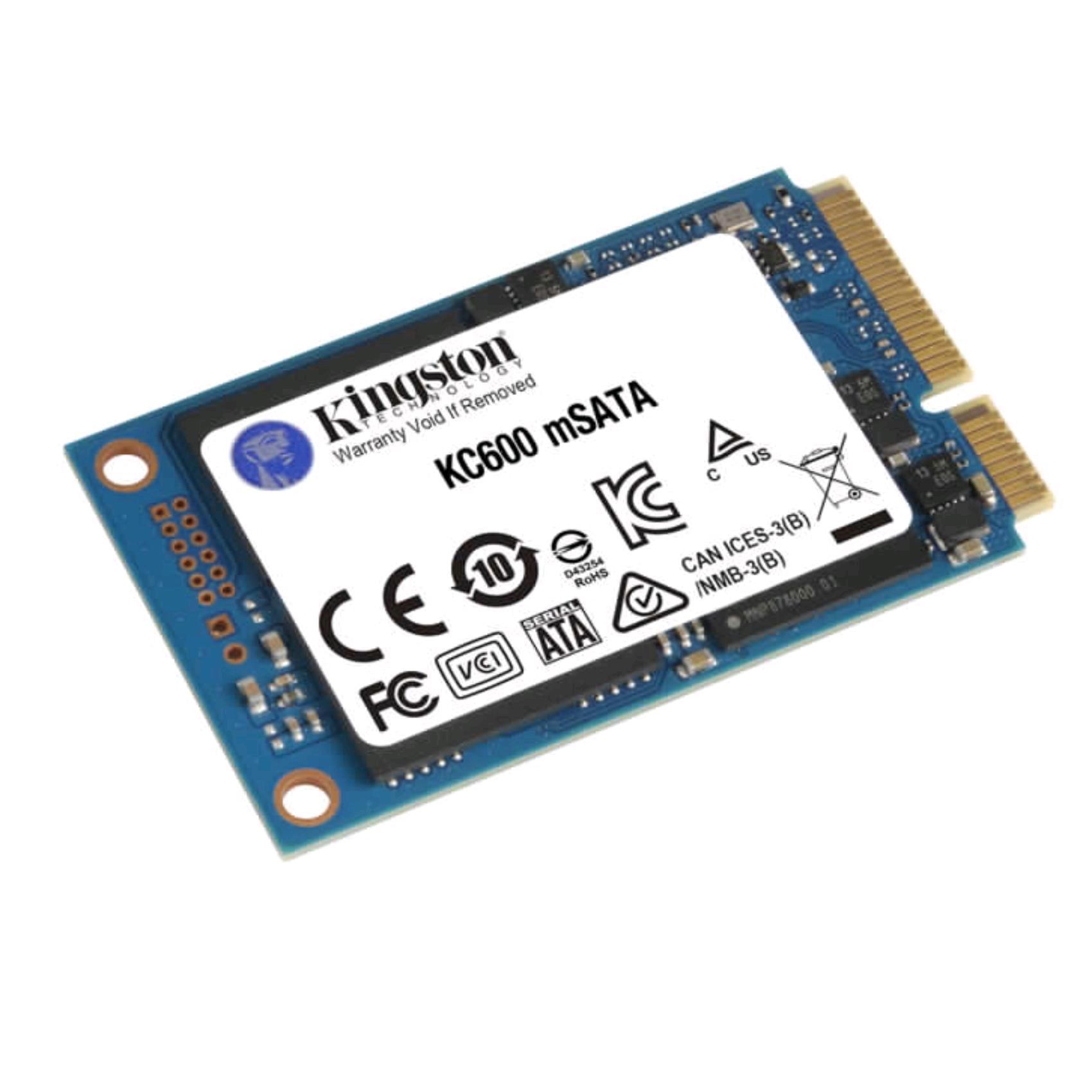 Kingston KC600 - SSD - crittografato - 512 GB - interno - mSATA - SATA 6Gb/s - 256 bit AES - Self-Encrypting Drive (SED), TCG Opal Encryption