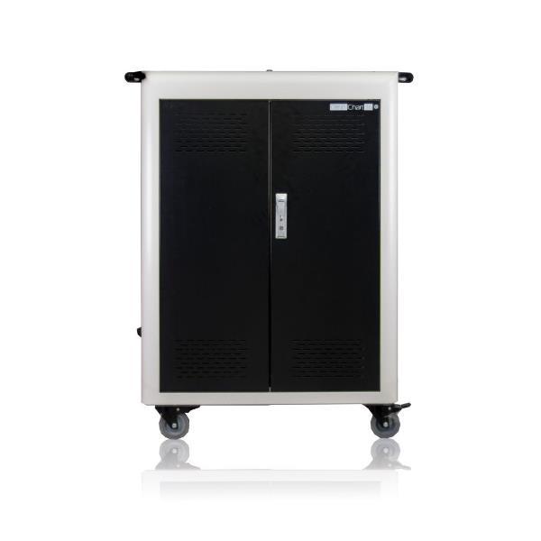 Helgi Omnichart UV 36 - Carrello carico e pulizia UV - angoli arrotondati - per 36 tablet / notebook - bloccabile - plastica - nero, bianco - dimensione schermo: fino a 15,6"
