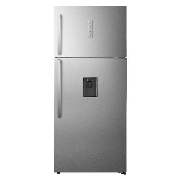 Hisense RT728N4WCE - Frigorifero/congelatore - freezer superiore con distributore acqua - larghezza: 79.4 cm - prof. 67.5 cm - altezza: 185.2 cm - 553 litri - Classe E - metallo brillante