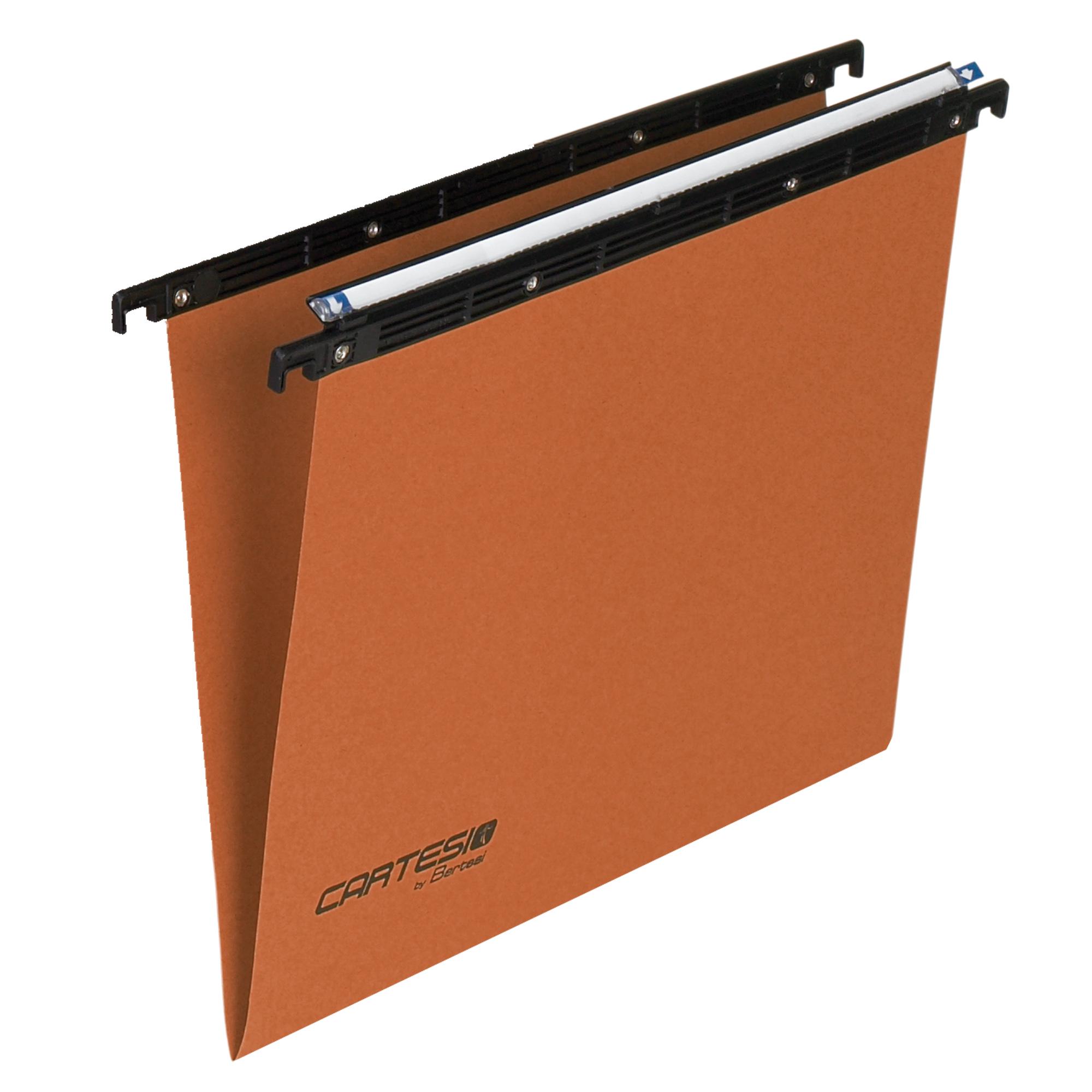 Cartella sospesa Cartesio - cassetto - interasse 38 cm - fondo V - 36 x 25 cm - arancio - Bertesi