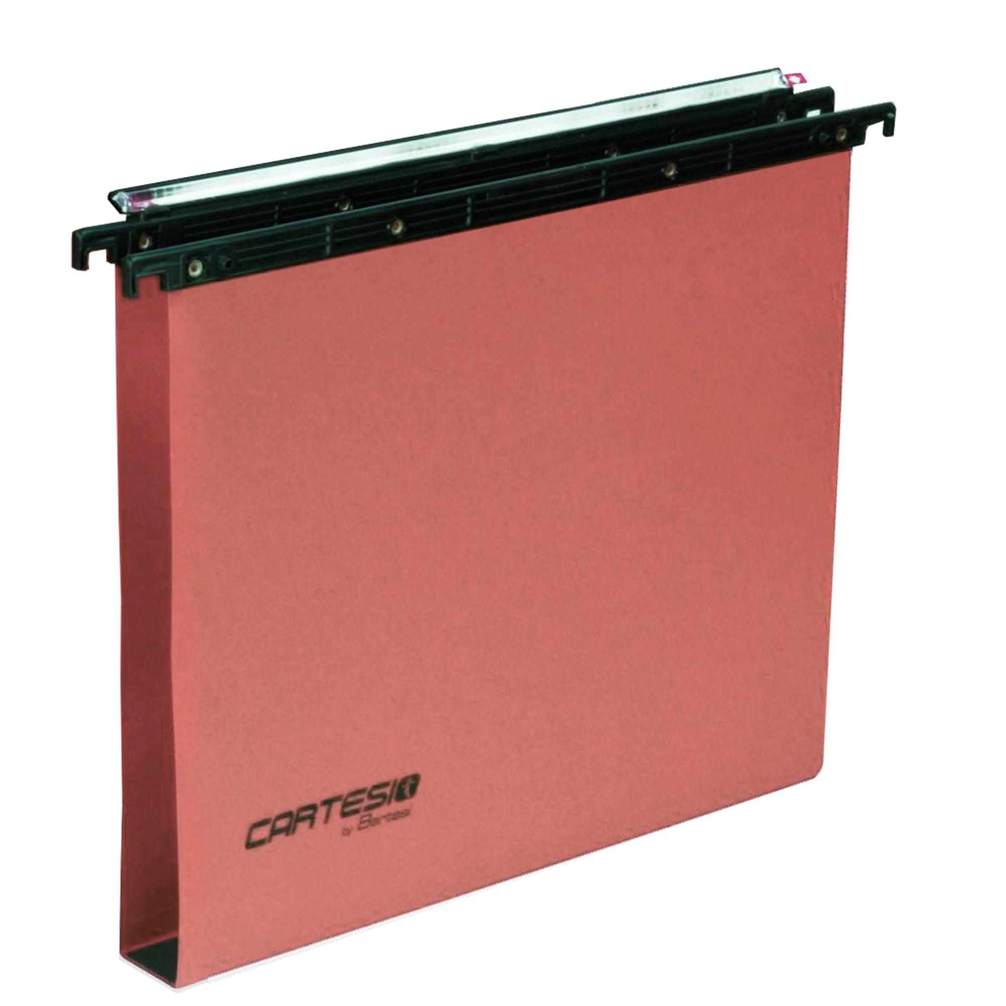 Cartella sospesa Cartesio - cassetto - interasse 39 cm - fondo U - 37 x 25 cm - arancio - Bertesi