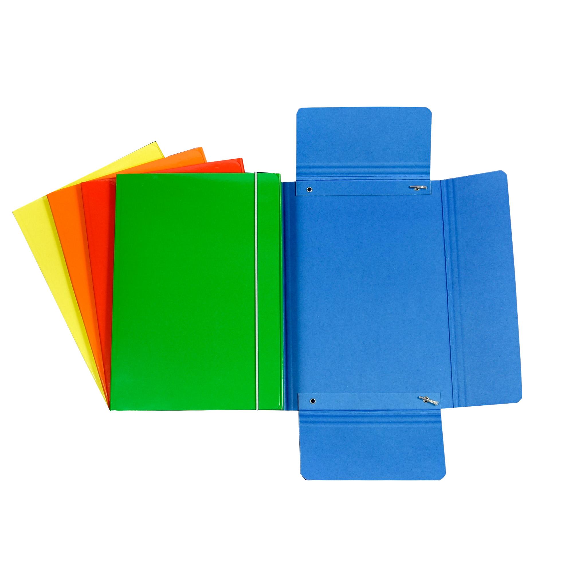 Cartella 3 lembi con elastico - A5 - dorso variabile - cartone plastificato - colori assortiti - Cartotecnica del Garda