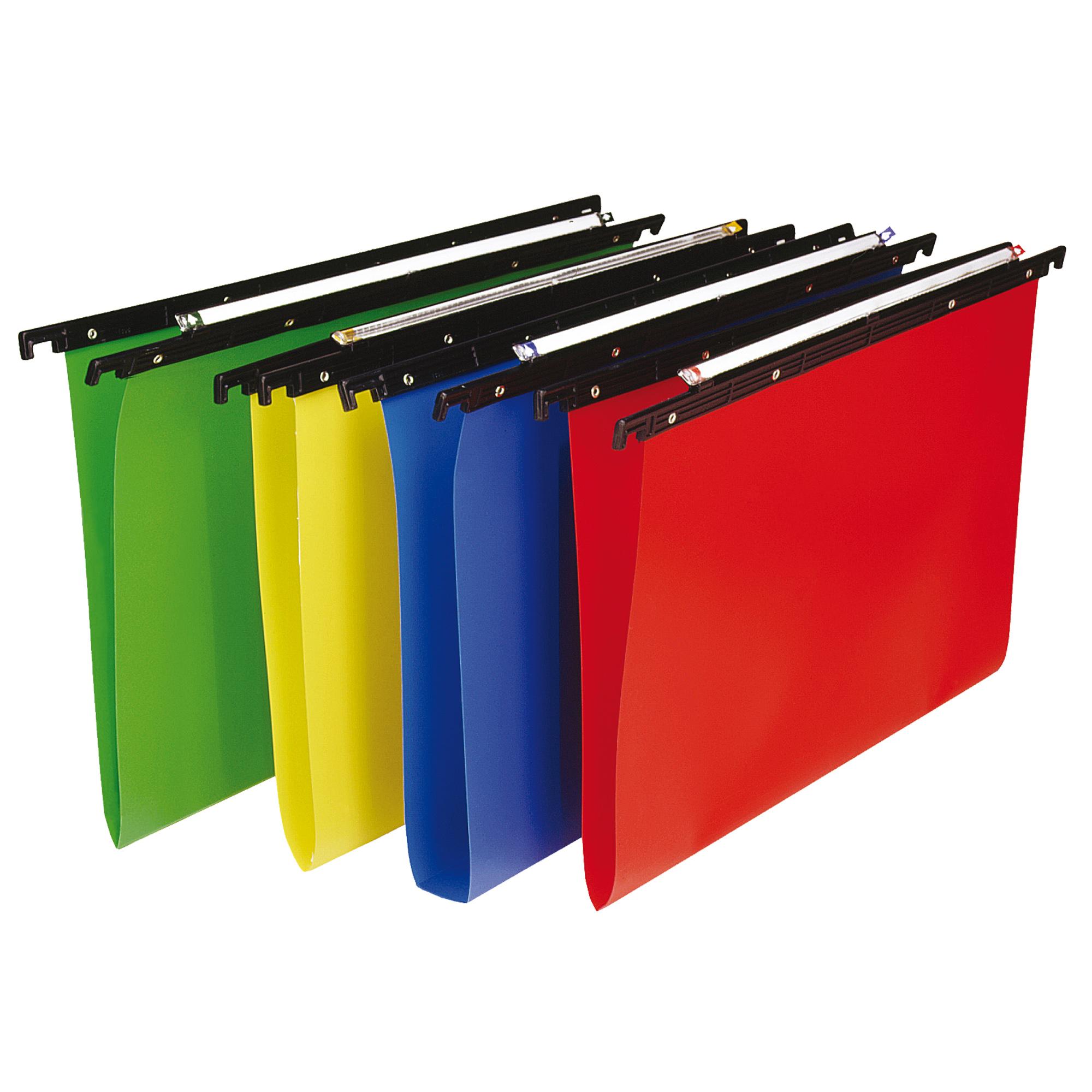 Cartella sospesa Cartesio PP - cassetto - PPL - interasse 33 cm - fondo V - 31,2 x 25 cm - colori assortiti - Bertesi