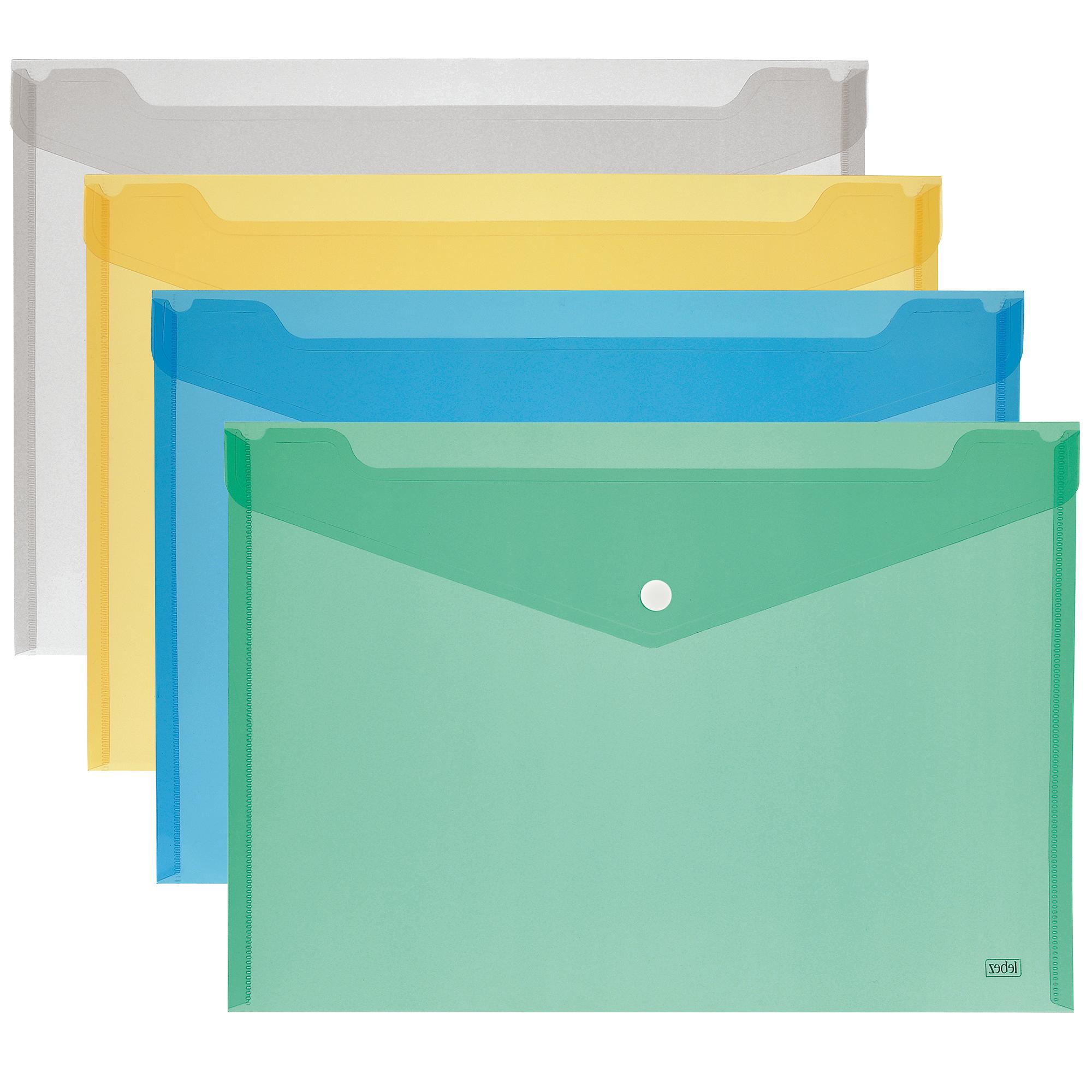 Busta con bottone - formato orizzontale - 24 x 18,5 cm - colori assortiti - Lebez