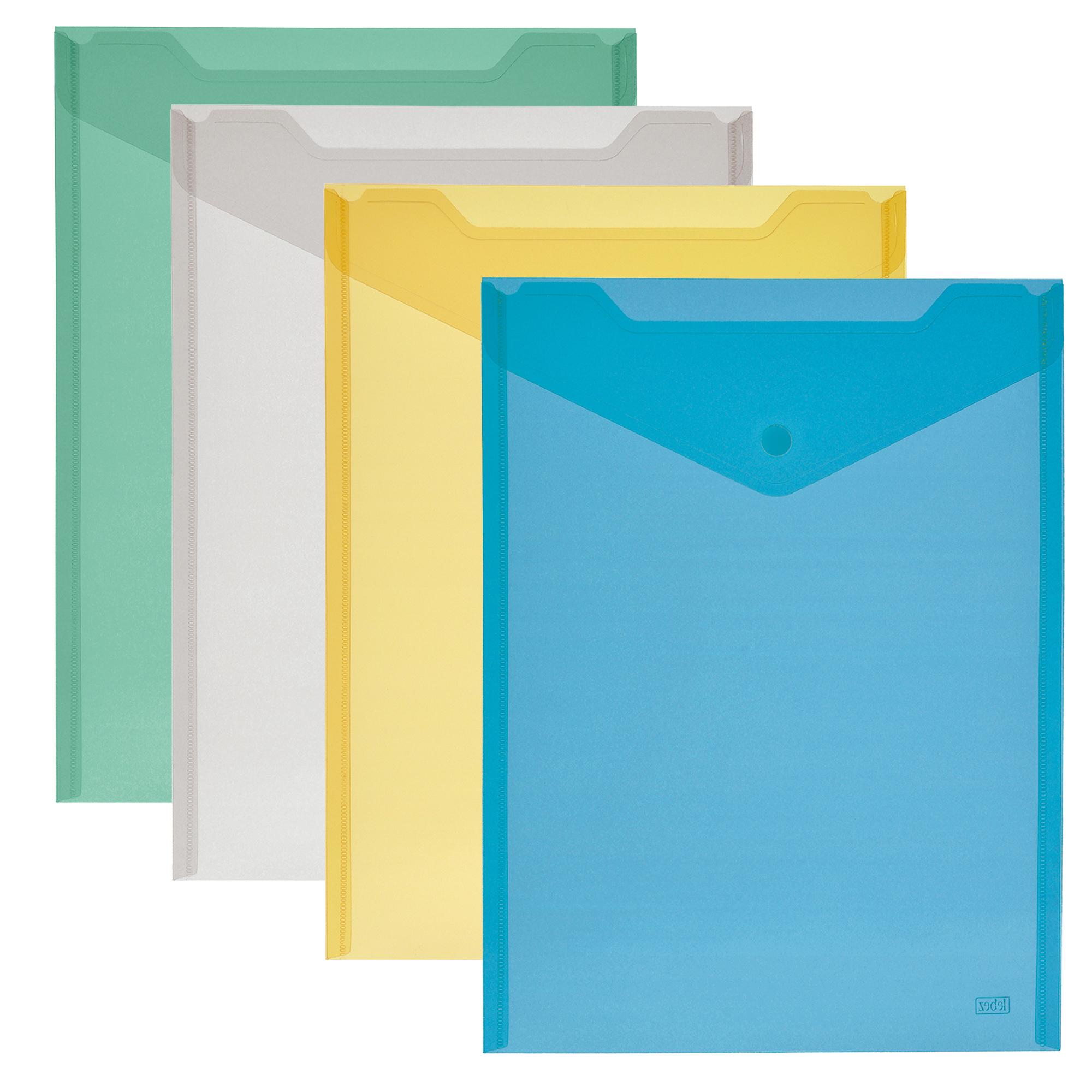 Busta con bottone - formato verticale - 13,5 x 18,5 cm - colori assortiti - Lebez