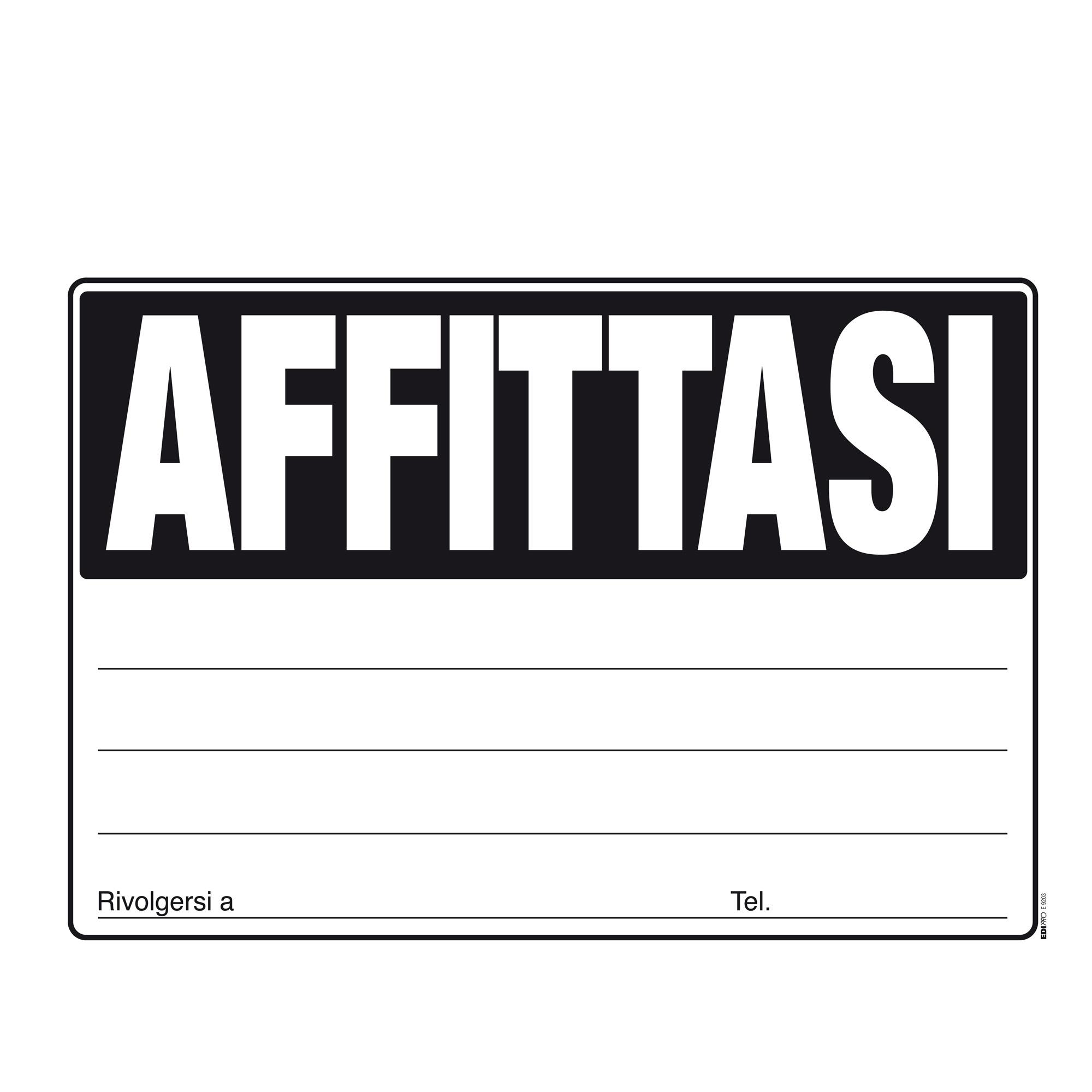 Cartello Affittasi - 24 x 33cm - colori …