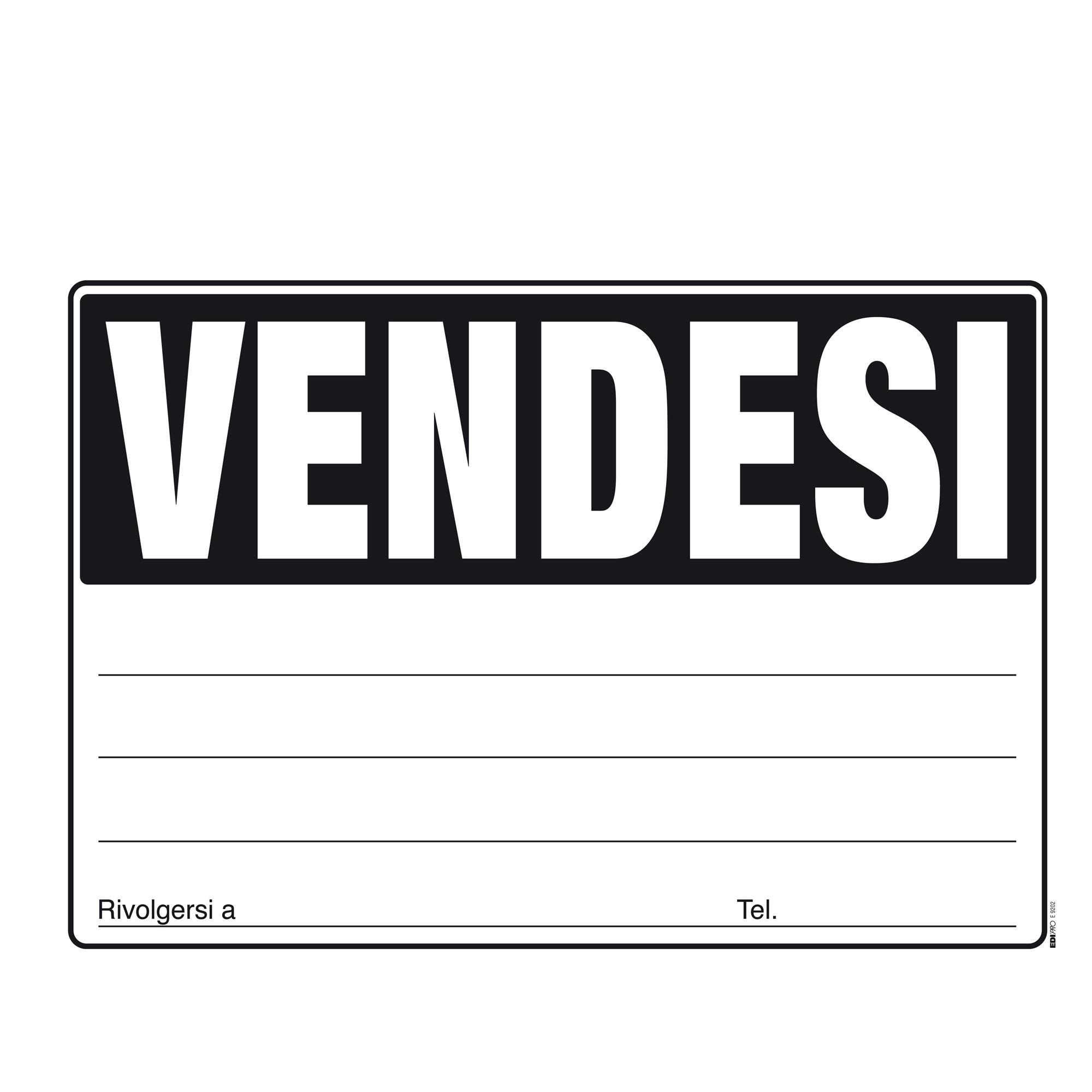 Cartello Vendesi - 24 x 33cm - colori …
