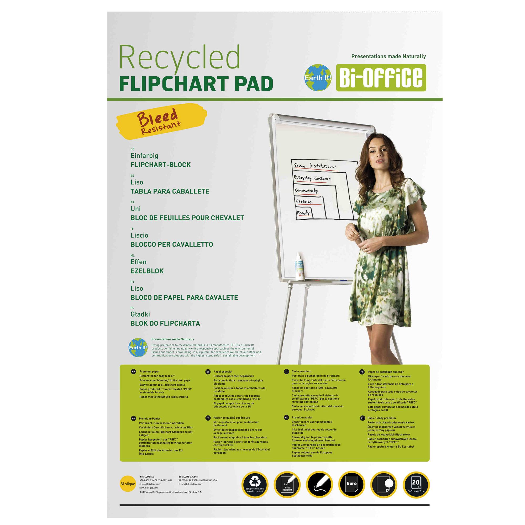 Blocchi per lavagna Earth - 65 x 98 cm - 20 fg - bianco - Bi-Office