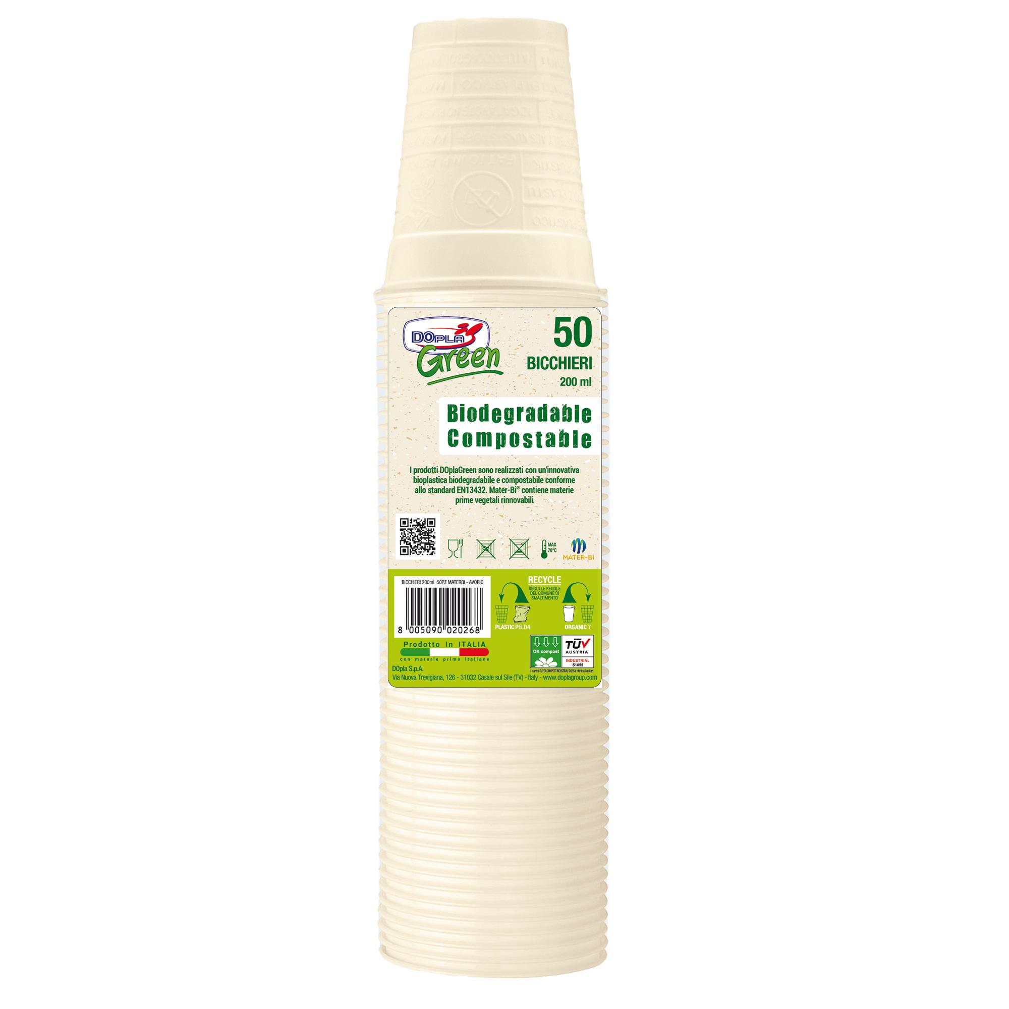 Bicchieri biodegradabili - Mater-Bi - 200 ml - …