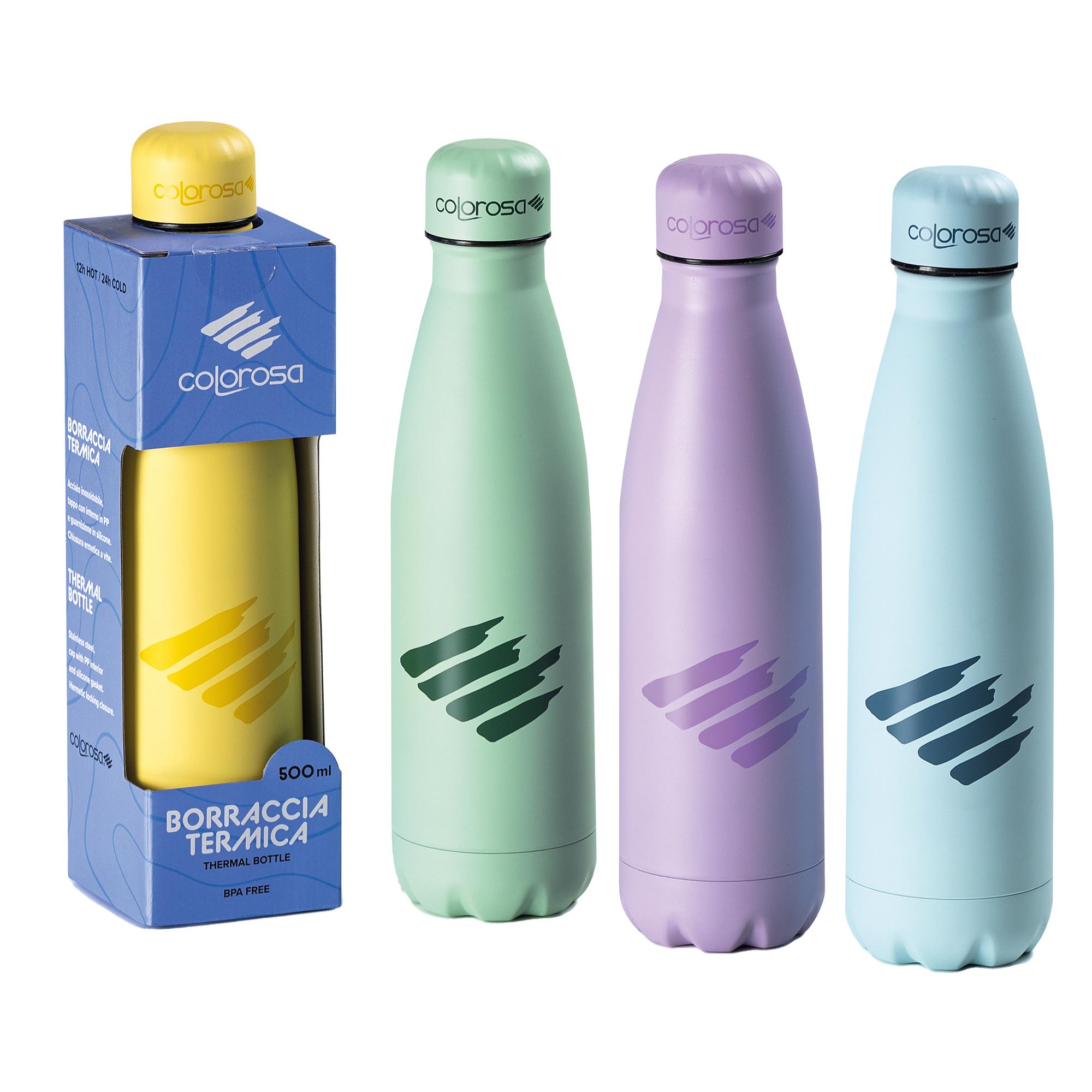 Borraccia termica Pastel - 500 ml - acciaio inox - colori assortiti - Colorosa