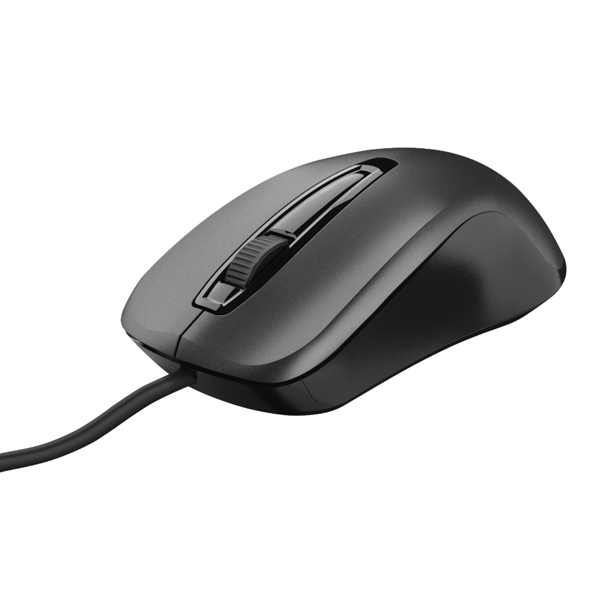 Trust Carve - Mouse - per destrorsi e per sinistrorsi - ottica - 3 pulsanti - cablato - USB 2.0