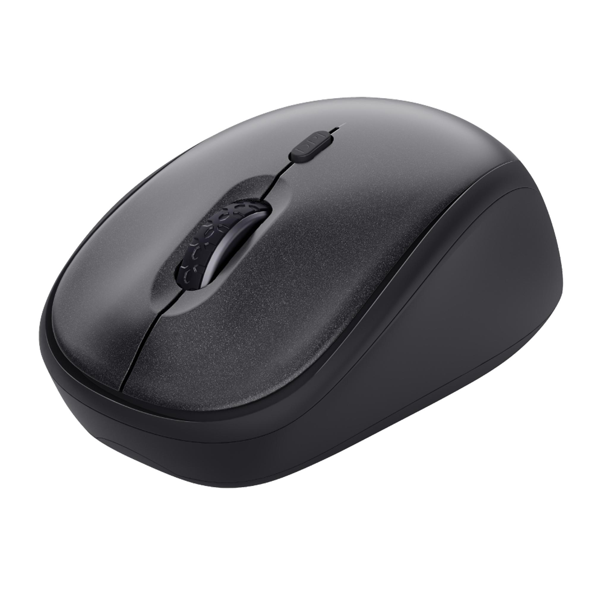 Trust TM-201 - Mouse - silenzioso - per destrorsi - ottica - 4 pulsanti - senza fili - 2.4 GHz - ricevitore wireless USB - nero