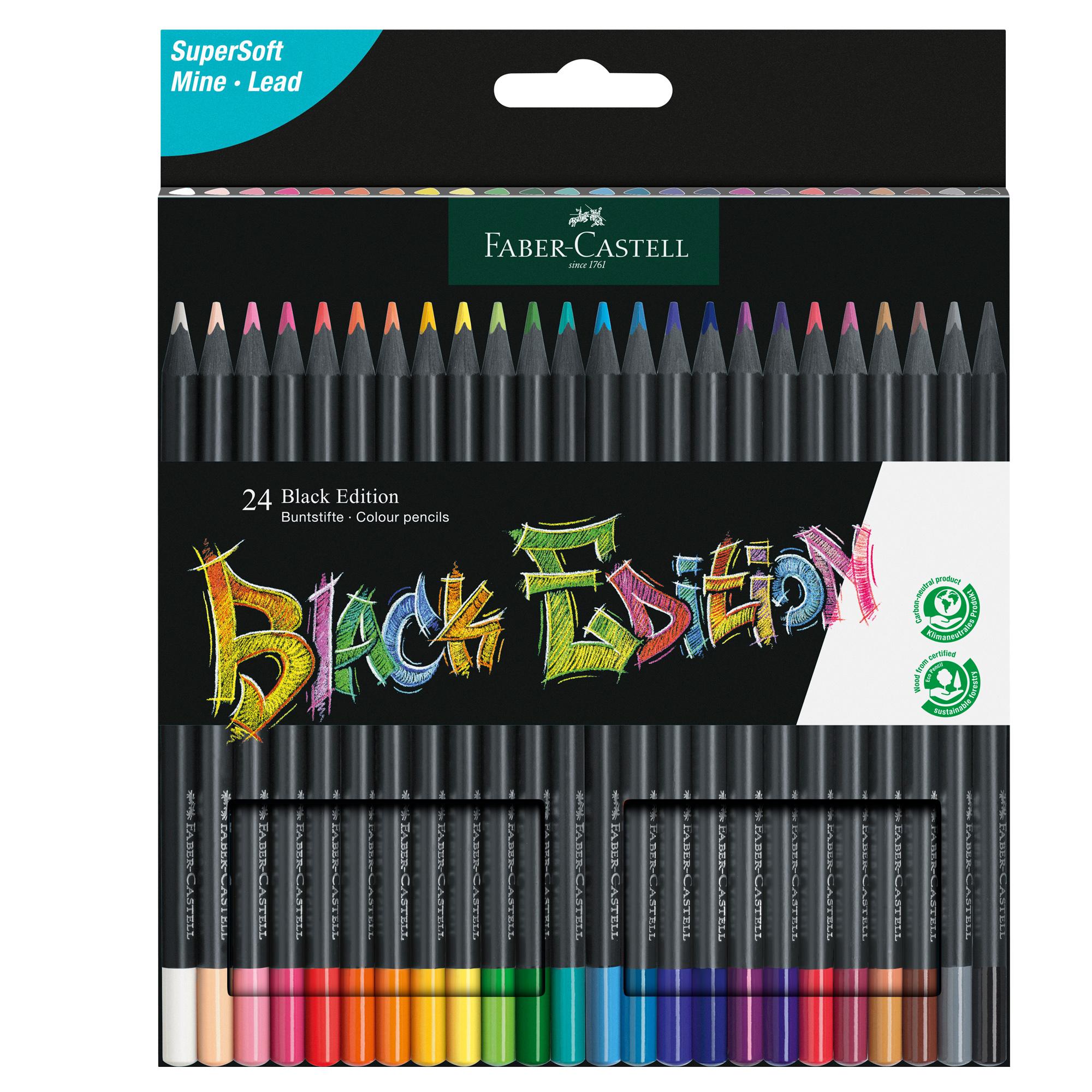 Faber-Castell Black Edition - Pastello colorato - colori assortiti brillanti (pacchetto di 24)