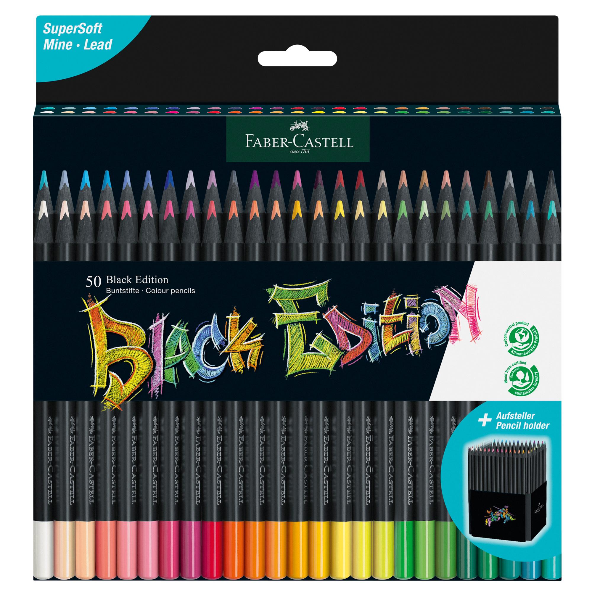 Faber-Castell Black Edition - Pastello colorato - colori brillanti assortiti (pacchetto di 50)