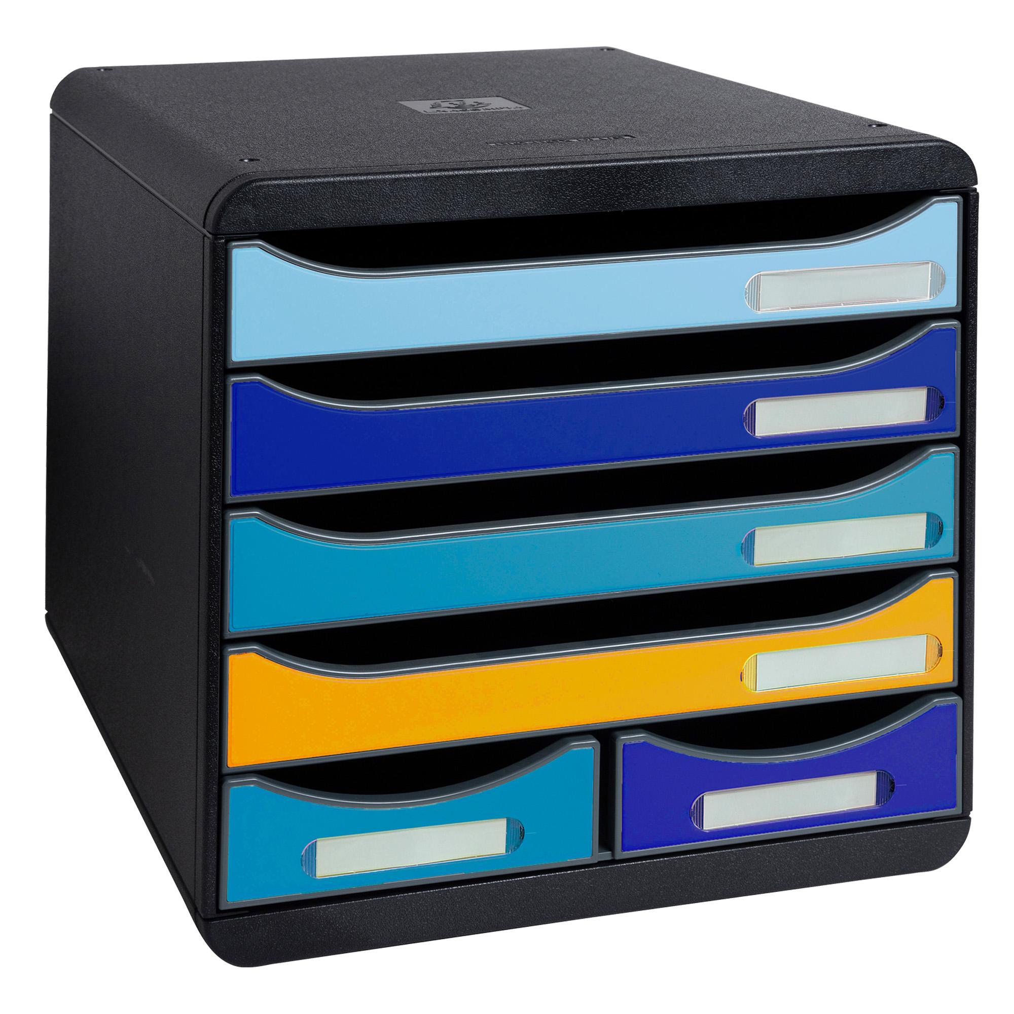 Cassettiera Big Box Maxi Bee Blue - 6 cassetti A4 - nero/multicolore - Exacompta
