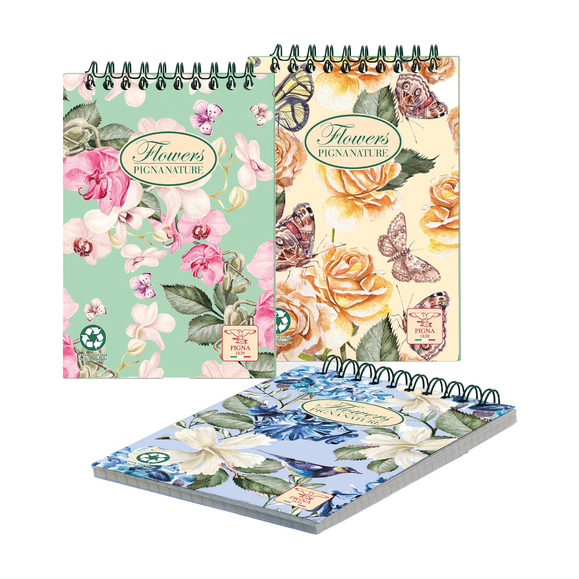 Blocco spirale Nature Flowers - spiralato sul lato …