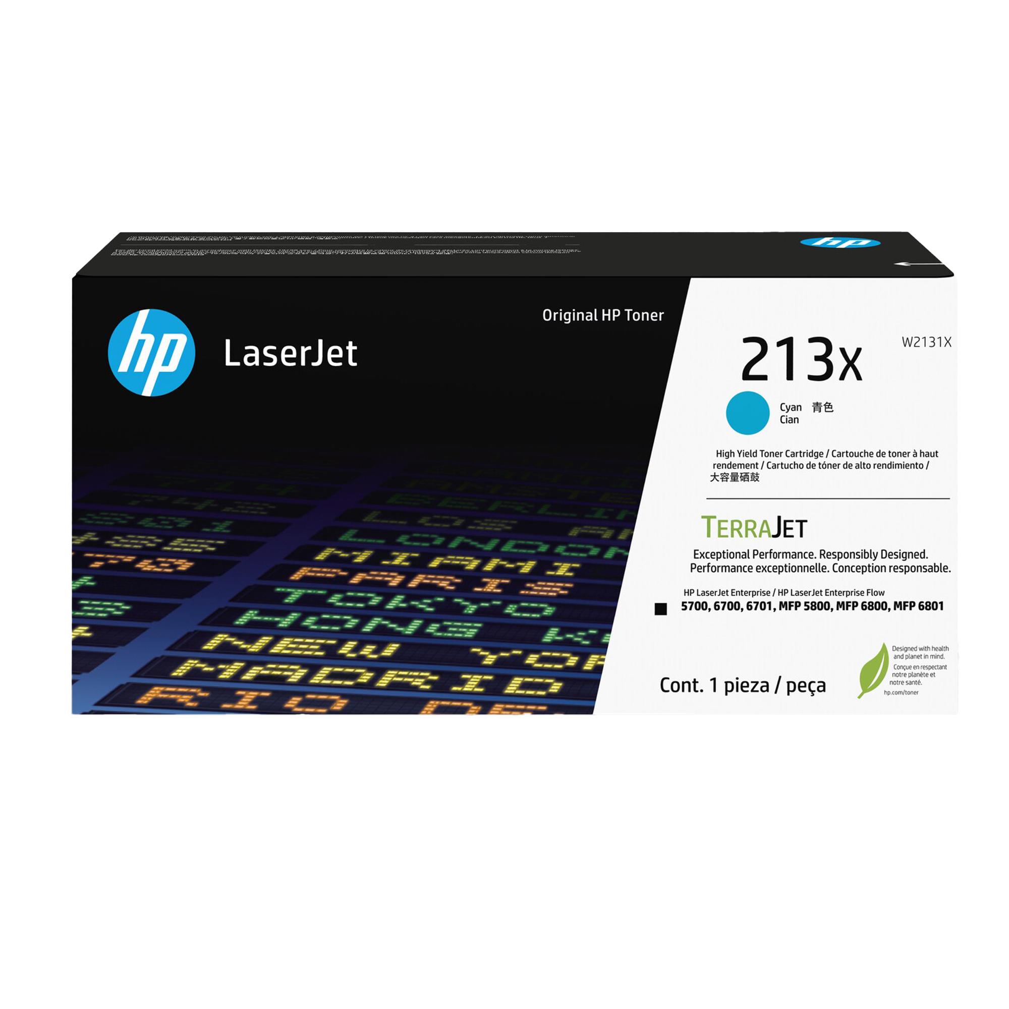 HP 213X - Alta resa - ciano - originale - LaserJet - cartuccia toner (W2131X) - per Color LaserJet Enterprise 6700, MFP 5800, MFP 6800; LaserJet Enterprise Flow MFP 6800