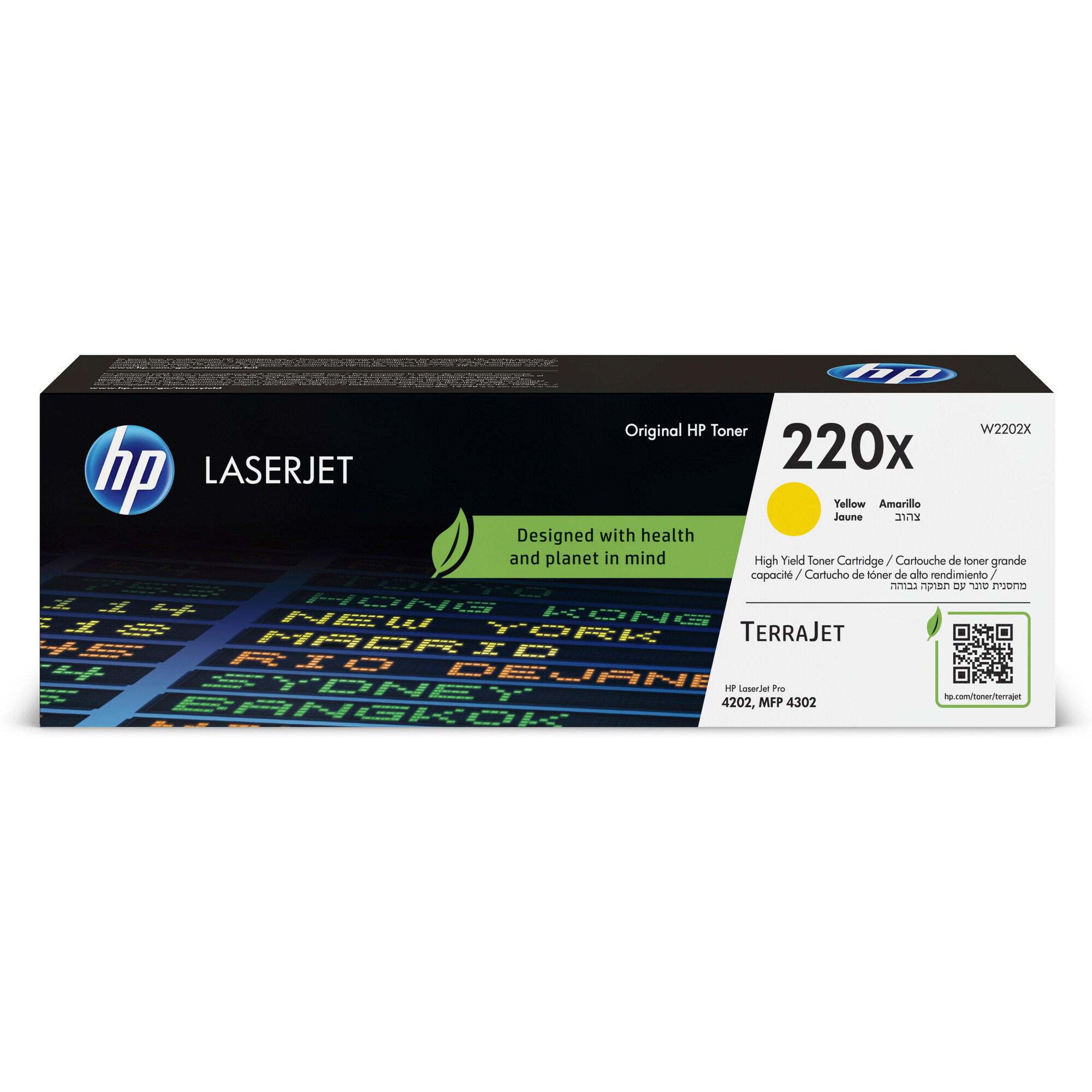 HP 220X - Alta resa - giallo - originale - LaserJet - scatola - cartuccia toner (W2202X) - per Color LaserJet Pro 4201dn, 4201dne, 4201dw, 4201dwe, 4202dn, 4202dw, 4203dw