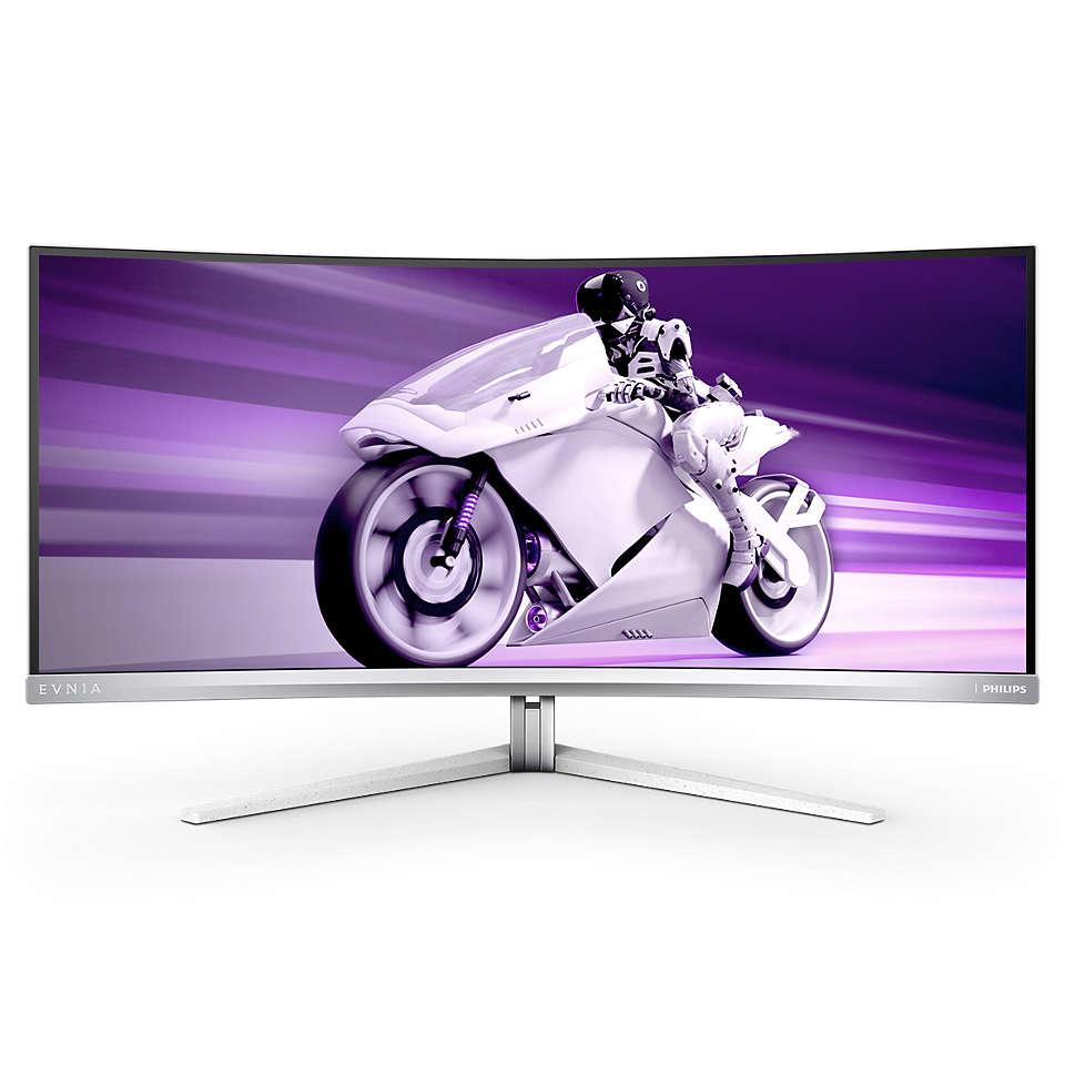 Philips Evnia 34M2C8600 - Evnia 8000 Series - monitor OLED - gaming - curvato - 34" - 3440 x 1440 WQHD @ 175 Hz - 1000 cd/m² - 1000000:1 - DisplayHDR 400 True Black - 0.1 ms - 2xHDMI, DisplayPort, USB-C - altoparlanti - bianco