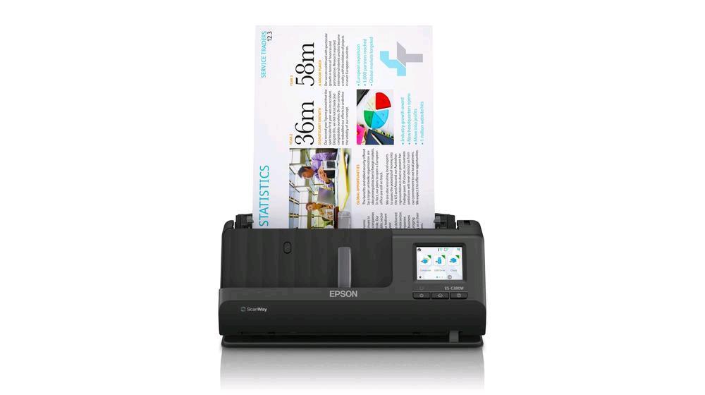 Epson ES-C380W - Scanner con alimentatore di fogli - Duplex - A4/Legal - 600 dpi x 600 dpi - ADF (Alimentatore automatico documenti) (20 pagine) - fino a 3500 scansioni al giorno - USB 2.0, Wi-Fi(n)
