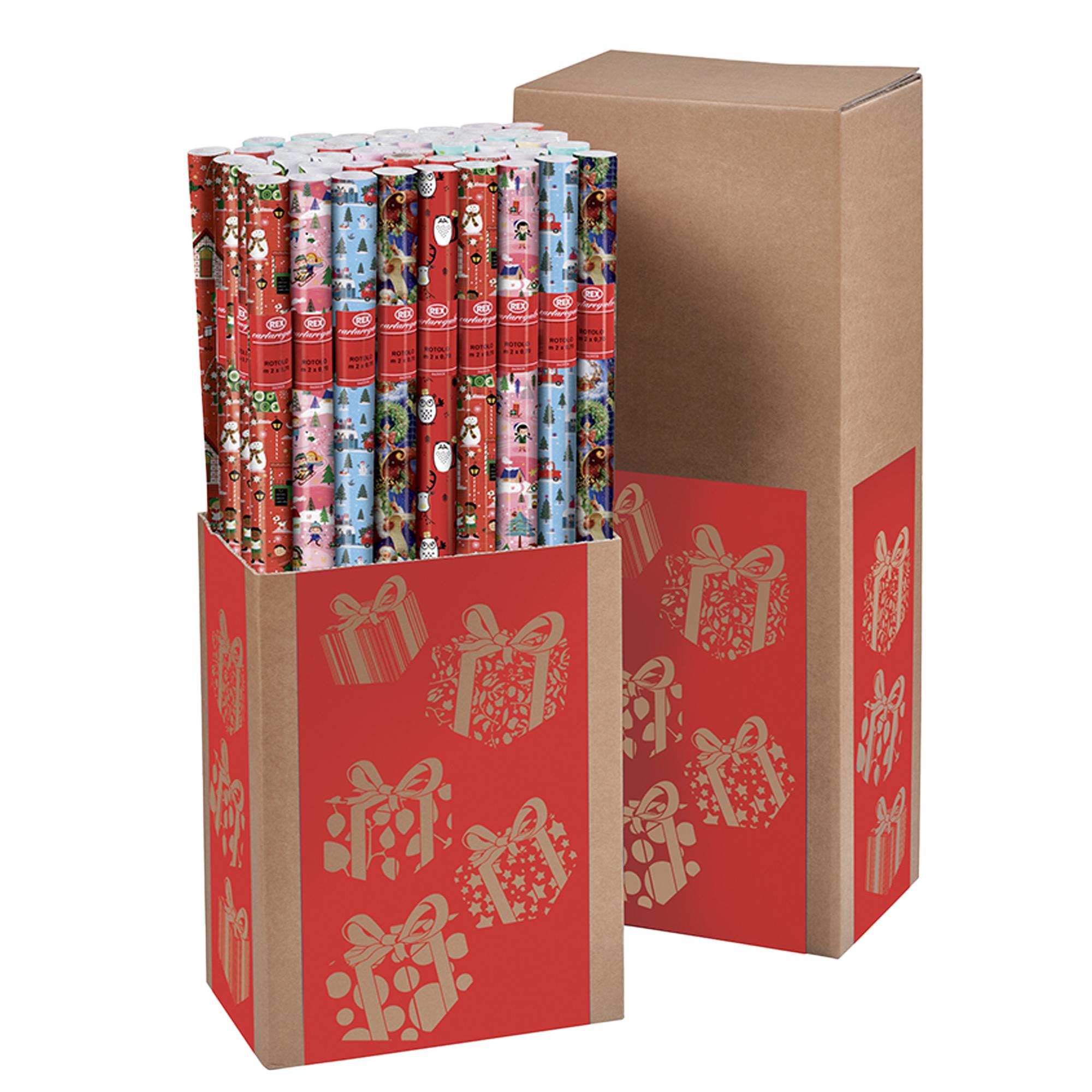 SAUL SADOCH REX ESPOSITORE ROTOLI DI CARTA REGALO 70 CM X 2 MT FANTASIE ASSORTITE NATALE CONF 50 PZ.