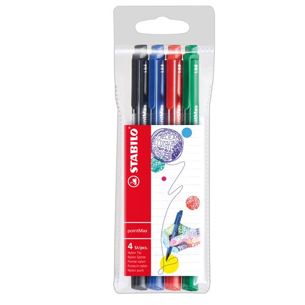 Astuccio 4 pennarelli Point Max punta 0,8mm blu/nero/rosso/verde …