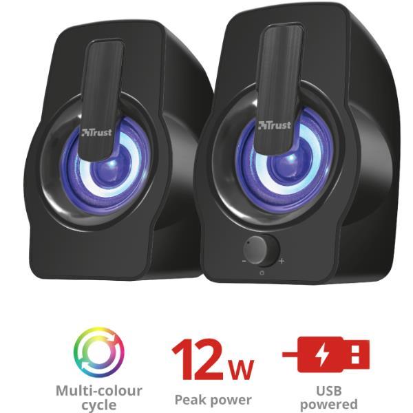 Trust Gemi RGB - Altoparlanti - per PC - 6 Watt (Totale) - nero
