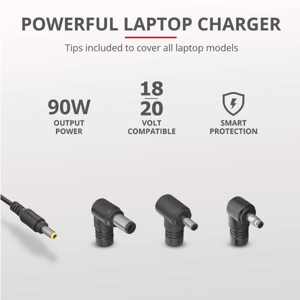 TRUST MAXO ALIMENTATORE PER NOTEBOOK HP 90W BLACK