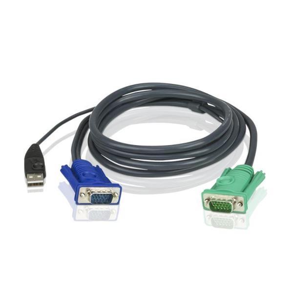 ATEN 2L-5202UP - Cavo tastiera / video / mouse (KVM) - USB, HD-15 (VGA) (M) a HD-15 (VGA) (M) - 1.8 m