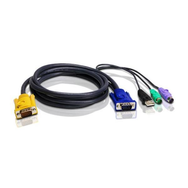 ATEN 2L-5303UP - Cavo tastiera / video / mouse (KVM) - USB, PS/2, HD-15 (VGA) (M) a SPHD a 18 pin (M) - 3 m