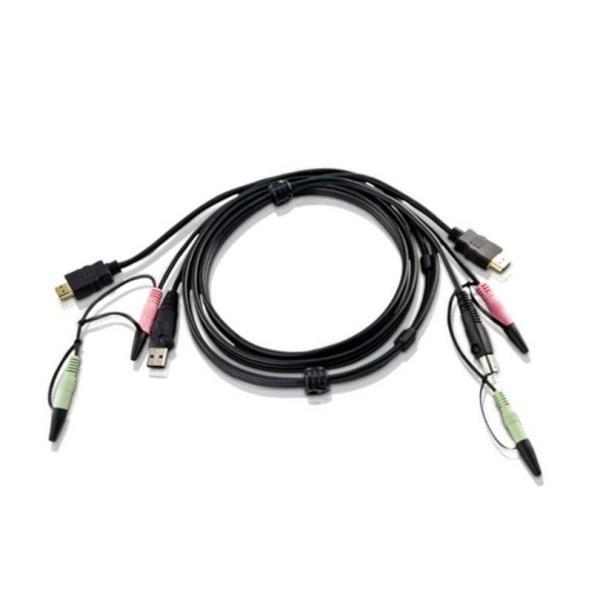 ATEN 2L-7D02UH - Cavo audio / video / USB - USB, mini-phone stereo 3.5 mm, HDMI (M) a mini-phone stereo 3.5 mm, USB Tipo B, HDMI (M) - 1.8 m
