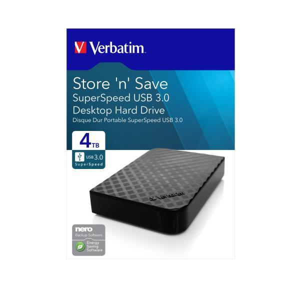 VERBATIM STORE 'N' GO HDD 4.000GB ESTERNO USB-A 3.0 NERO