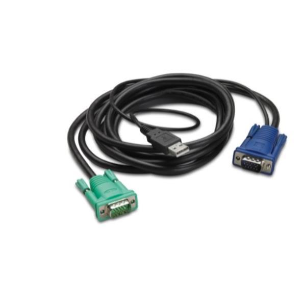 APC - Cavo tastiera / video / mouse (KVM) - USB, HD-15 (VGA) (M) a HD-15 (VGA) (M) - 3.66 m - nero - per P/N: AP5201, AP5202, AP5808, AP5816, KVM1116R