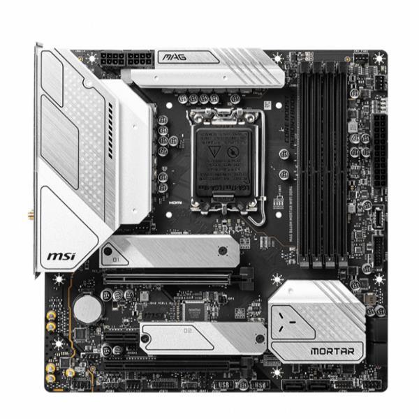 MSI MAG B660M MORTAR WIFI - Scheda madre - micro ATX - zoccolo LGA1700 - B660 Chipset - USB 3.2 Gen 1, USB 3.2 Gen 2, USB-C 3.2 Gen2, USB-C 3.2 Gen 2x2 - 2.5 Gigabit LAN, Bluetooth, Wi-Fi - scheda grafica (richiesta CPU) - HD Audio (8 canali)