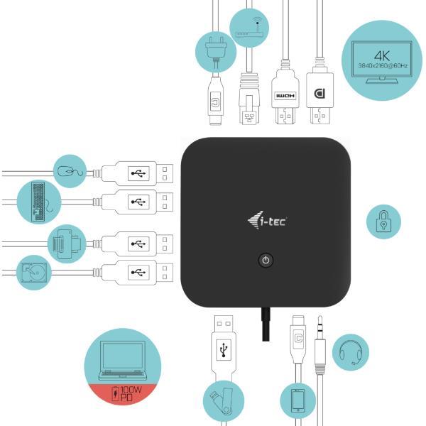 i-Tec - Docking station - USB-C 3.1 / Thunderbolt 3 - HDMI, DP++ - GigE