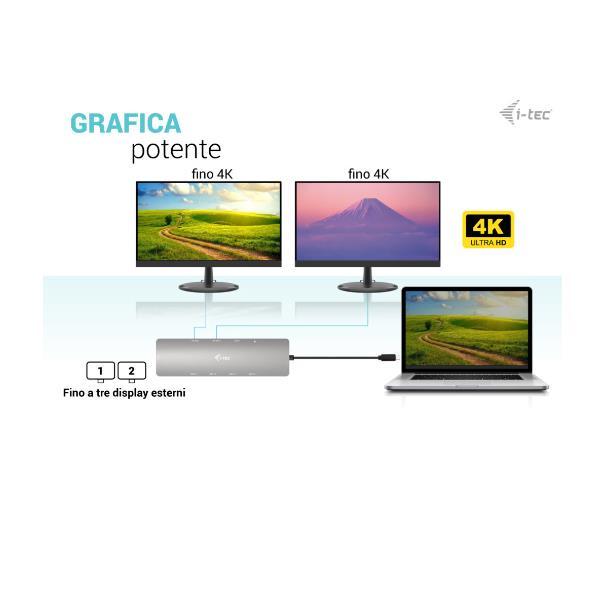 i-Tec Nano Dock - Docking station - per tablet, notebook - USB4 / Thunderbolt 4 - 2 x HDMI - GigE