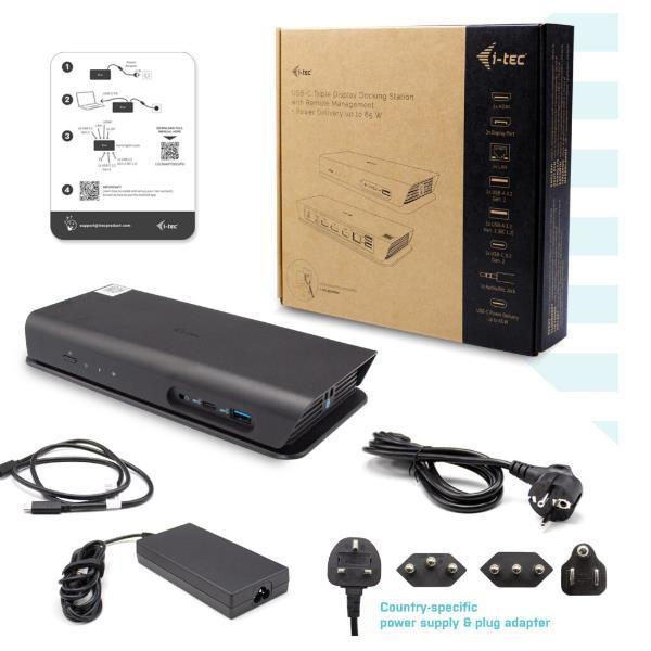 i-Tec - Docking station - USB-C / USB4 / Thunderbolt 3 / Thunderbolt 4 - HDMI, 2 x DP++ - GigE - 135 Watt - Italia